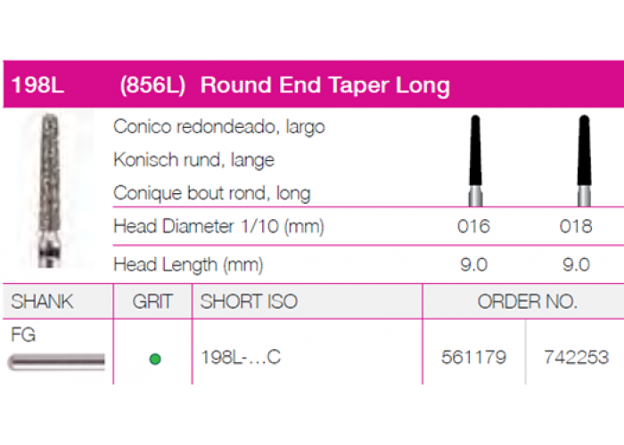 Round End Taper- Long  198L-016 Round End Taper 